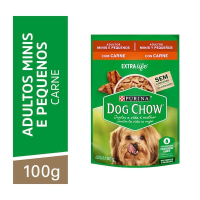 imagem de Ração Úmida Sachê Dog Chow Cães Adultos Mini E Pequenos Sabor Carne - 100 G