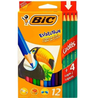 imagem de Kit Lápis de Cor Evolution com 12 Cores Grátis 4 Lápis Preto Bic