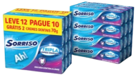 imagem de Pack Creme Dental Tripla Limpeza Completa Sorriso 70g Leve 12 Pague 10 Unidades