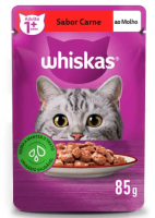 imagem de Ração Úmida para Gatos Adultos Sabor Carne ao Molho Whiskas 85g