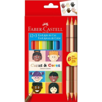 imagem de Lápis de Cor Caras & Cores com 12 Cores + 6 Cores de Pele Faber Castell