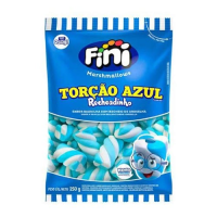 imagem de Marshmallows Fini Torção Azul Recheadinho de Groselha Embalagem 250g