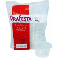 imagem de Pote Plástico Prafesta 250ml com Tampa Embalagem 24 Un