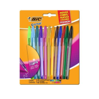 imagem de Kit Canetas Cristal Fashion Bic 12 Cores