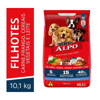 imagem de Ração Seca para Cães Filhotes Receitas Caseiras Sabor Carne, Leite e Cereais Alpo 10,1kg