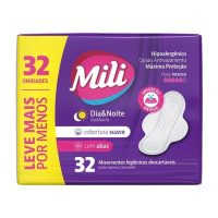 imagem de Absorvente Dia&Noite Suave com Abas Mili 32un
