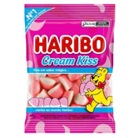 imagem de Bala de Gelatina Nata e Morango Cream Kiss Haribo Pacote 80g